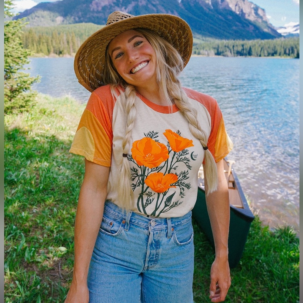 Rachel Pohl California Poppies // CAMP Tee - NWOT